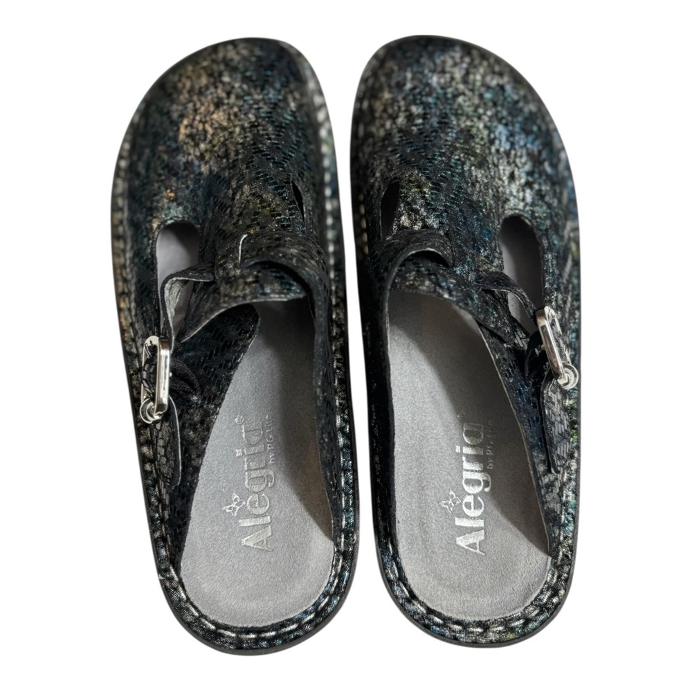 Alegria Classic Clogs Multicolor Leather Slip-On with Buckle Womens Size 9.5 - Picture 8 of 15